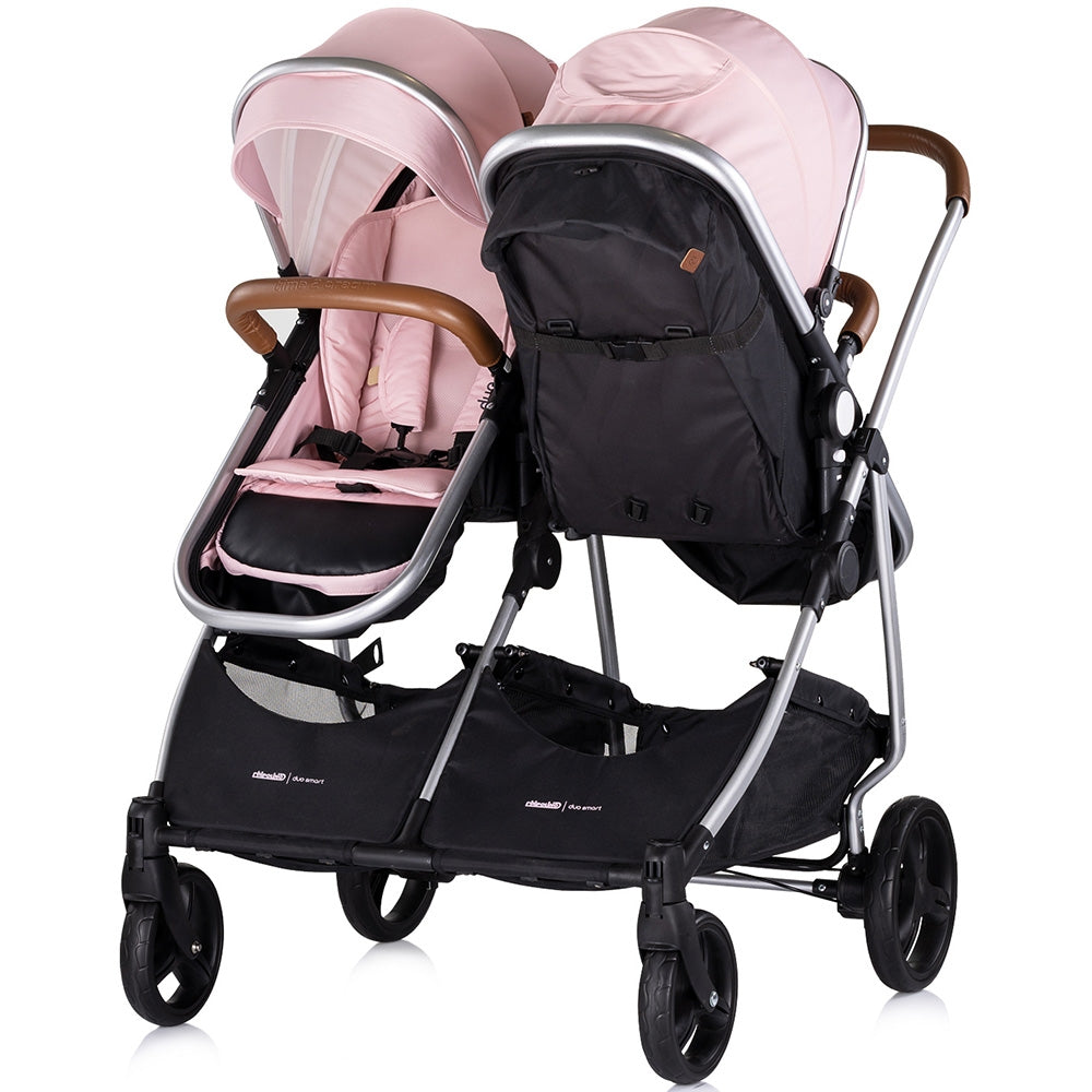 Carucior gemeni Chipolino Duo Smart 2 in 1 pink marshmallow - gogobaby.ro