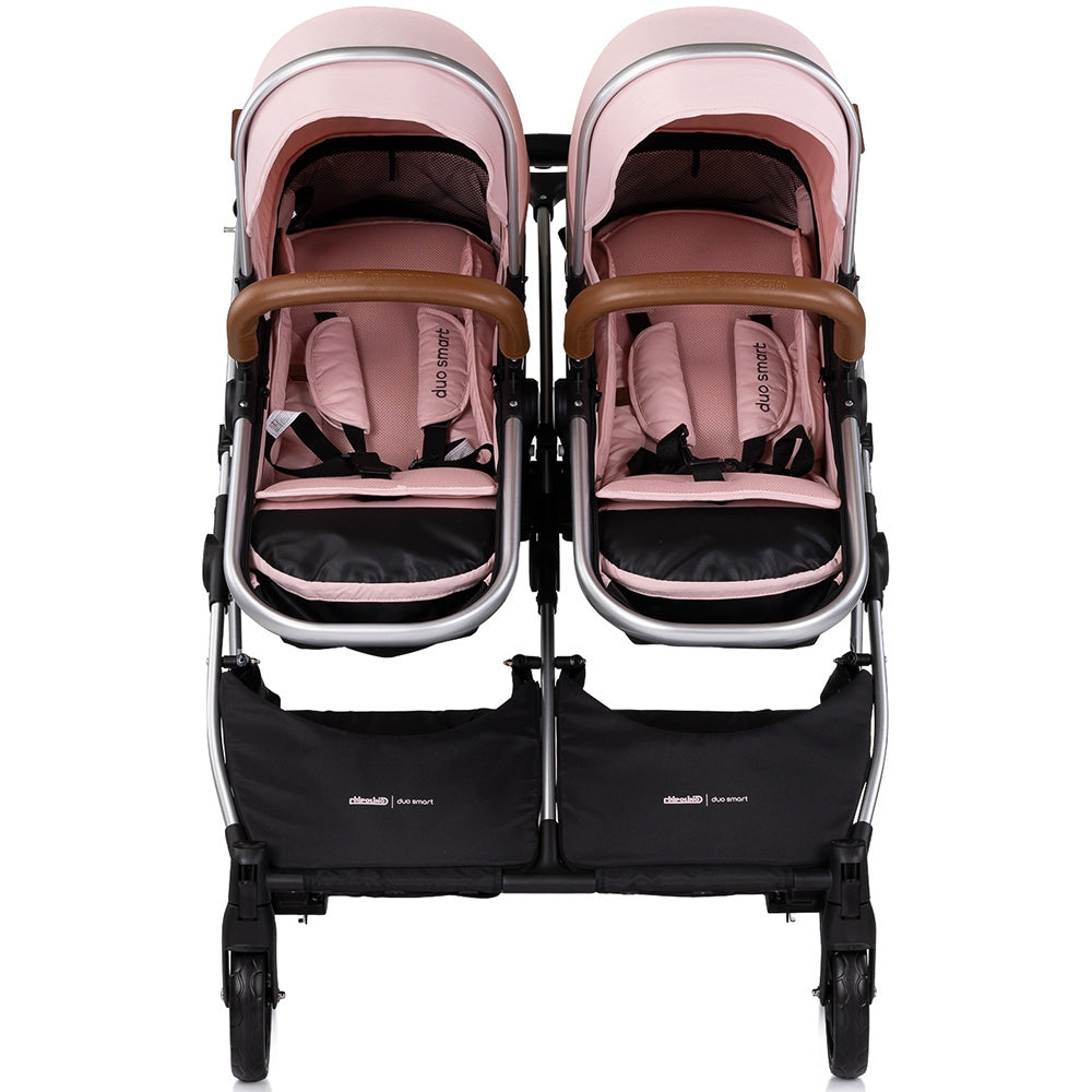 Carucior gemeni Chipolino Duo Smart 2 in 1 pink marshmallow - gogobaby.ro