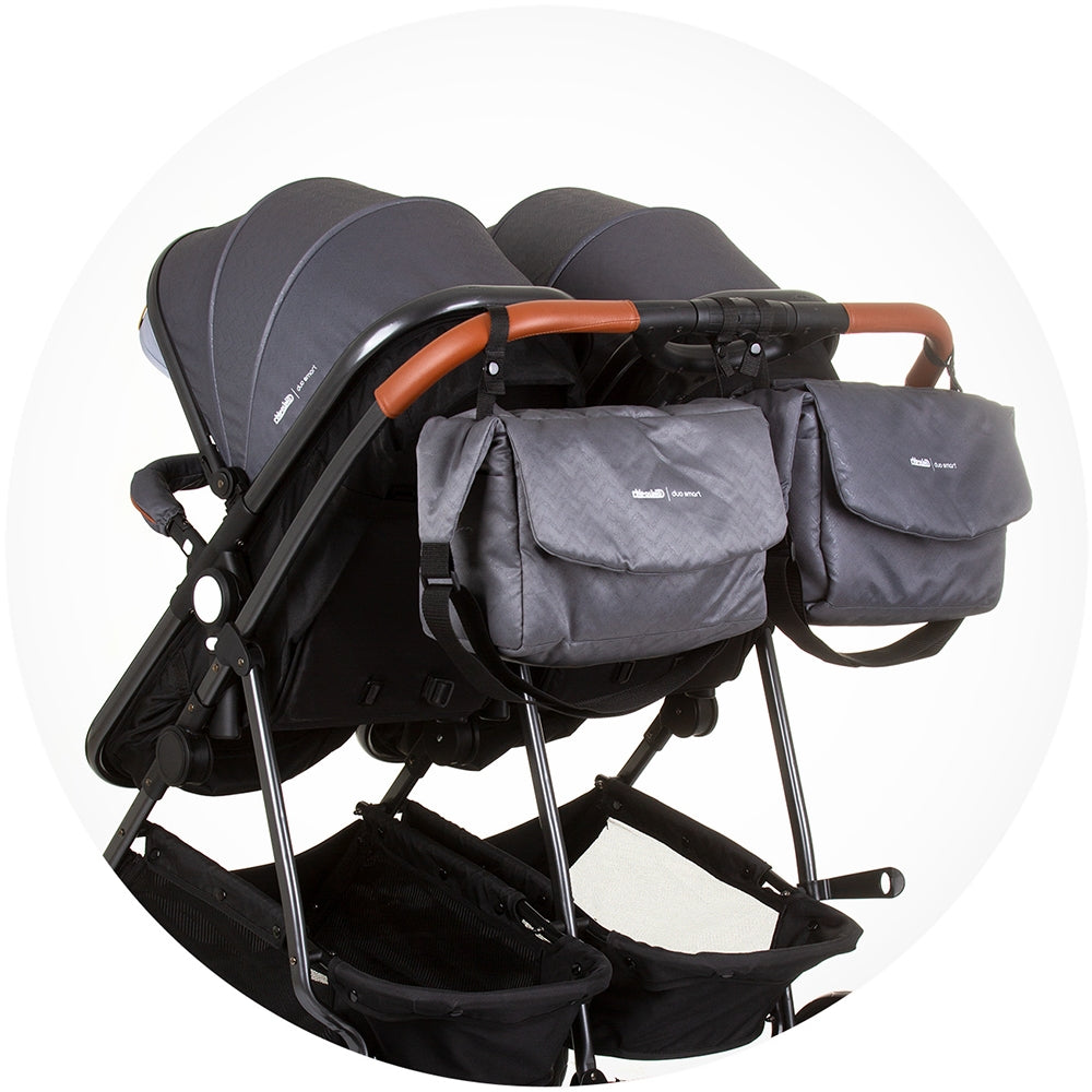 Carucior gemeni Chipolino Duo Smart 2 in 1 silver grey - gogobaby.ro