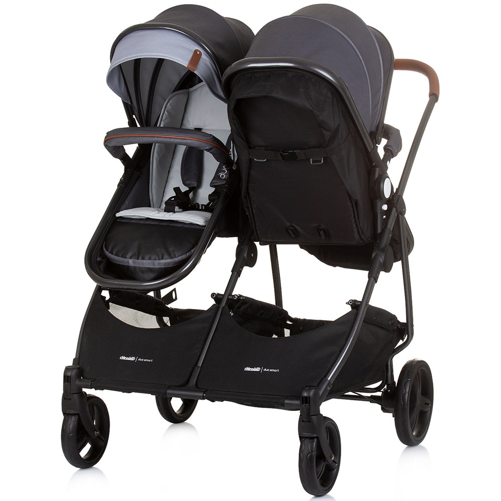 Carucior gemeni Chipolino Duo Smart 2 in 1 silver grey - gogobaby.ro