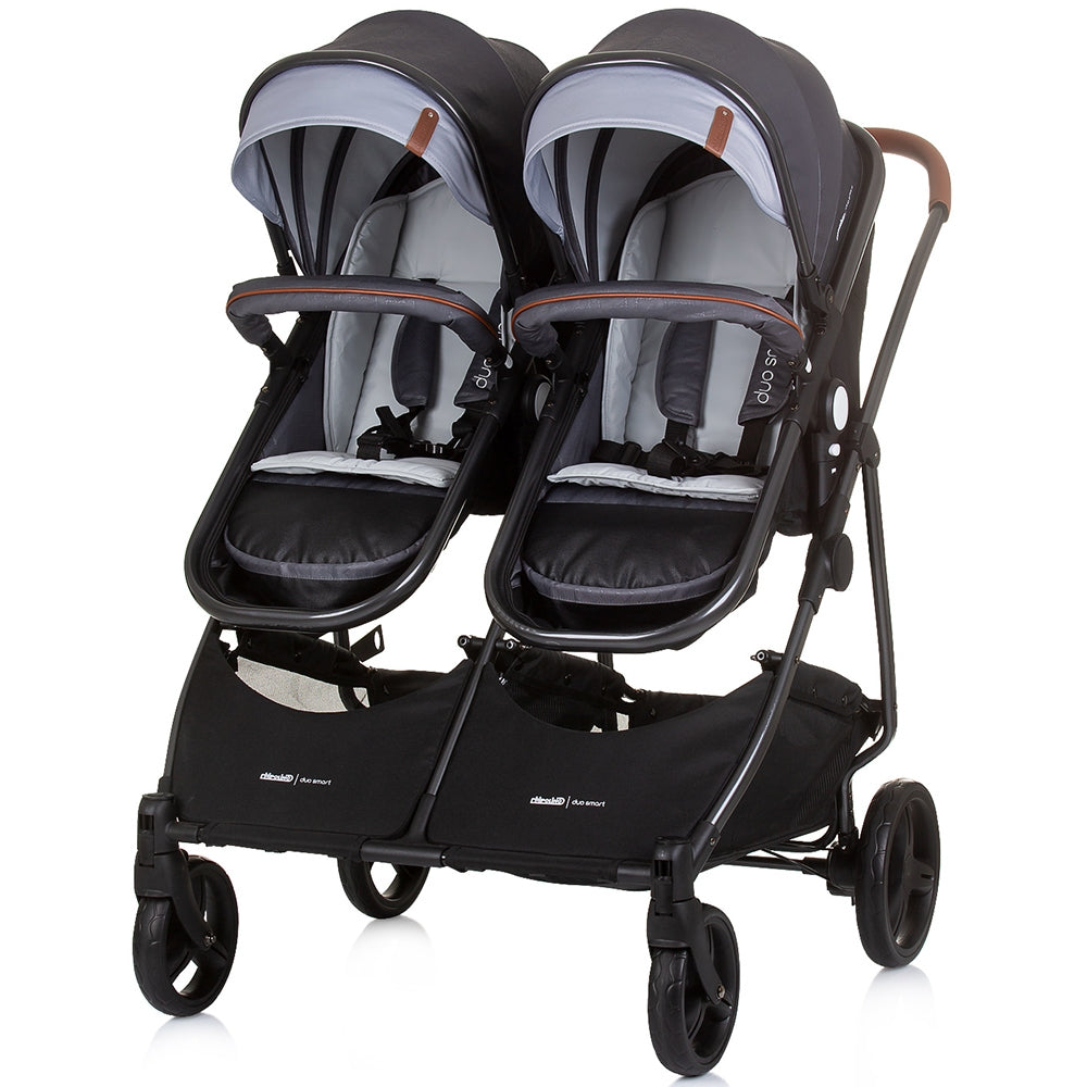 Carucior gemeni Chipolino Duo Smart 2 in 1 silver grey - gogobaby.ro