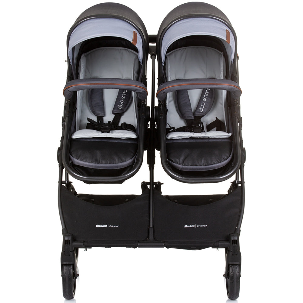 Carucior gemeni Chipolino Duo Smart 2 in 1 silver grey - gogobaby.ro