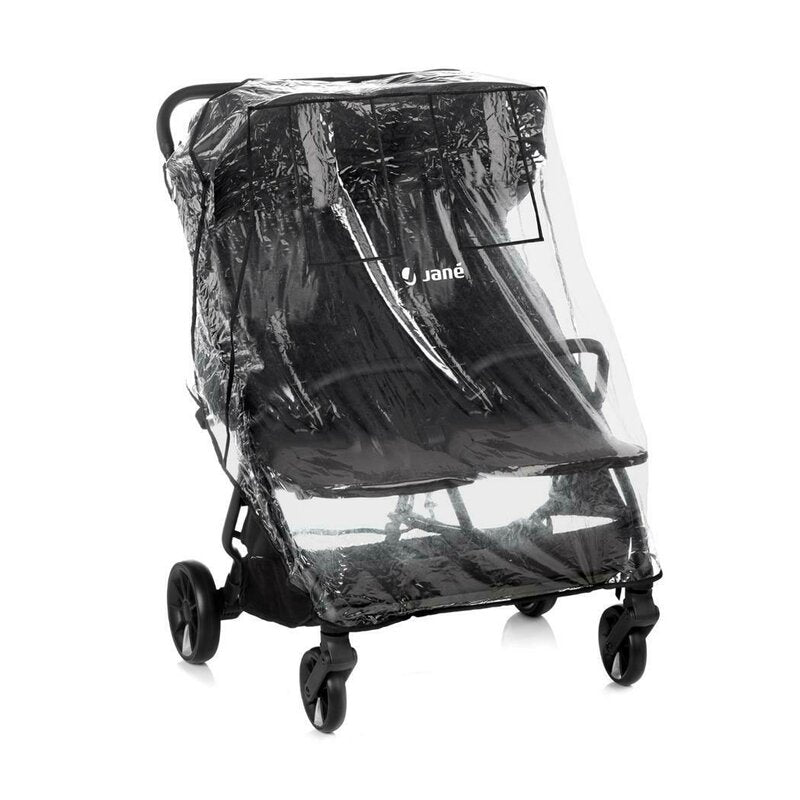 Carucior gemeni pliabil Twinside, Jane, Pliere rapida cu o mana, De la nastere pana la 22 Kg, Cu huse pentru ploaie, Spatare independente, Cu suspensii, Conform cu EN 1888-2:2018+A1:2023, Coal - gogobaby.ro