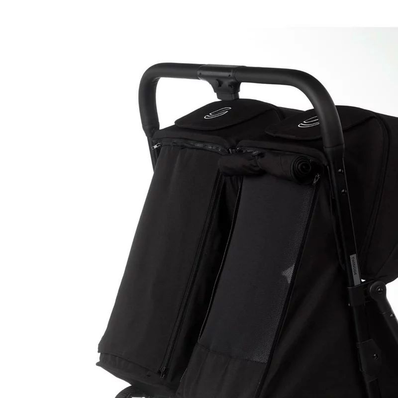 Carucior gemeni pliabil Twinside, Jane, Pliere rapida cu o mana, De la nastere pana la 22 Kg, Cu huse pentru ploaie, Spatare independente, Cu suspensii, Conform cu EN 1888-2:2018+A1:2023, Coal