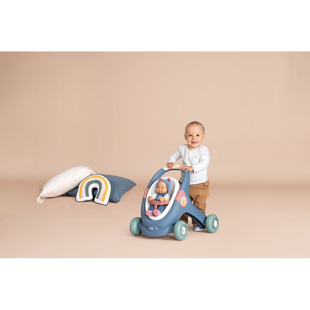 Carucior pentru papusi Smoby Baby Walker 3 in 1 cu papusa - gogobaby.ro