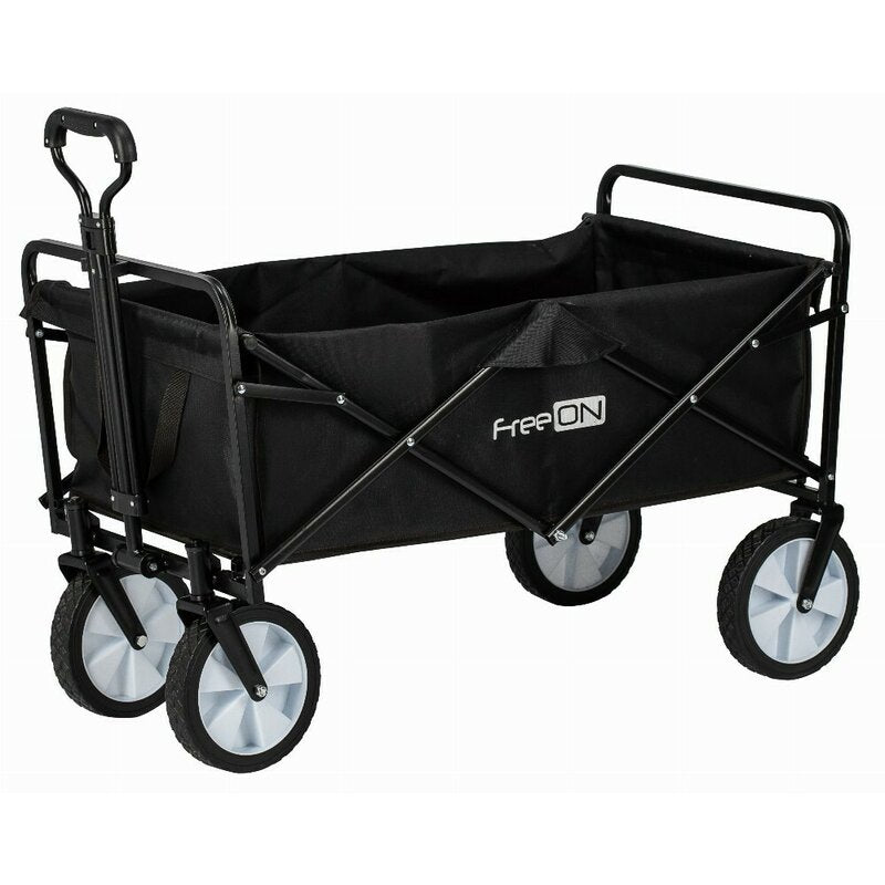 Carucior pliabil, FreeON, Pentru transportul diferitelor obiecte atat in casa, cat si in vacanta, Cu 2 buzunare, Maner reglabil 71-101 cm, Pana la 100 kg, 95x54x101 cm, Black - gogobaby.ro