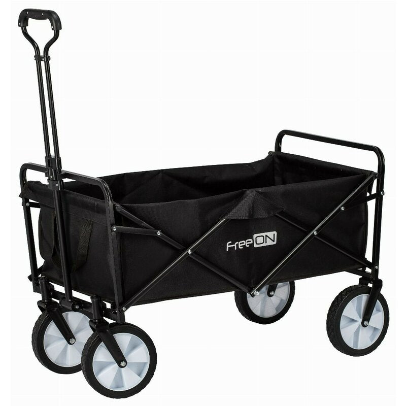 Carucior pliabil, FreeON, Pentru transportul diferitelor obiecte atat in casa, cat si in vacanta, Cu 2 buzunare, Maner reglabil 71-101 cm, Pana la 100 kg, 95x54x101 cm, Black - gogobaby.ro