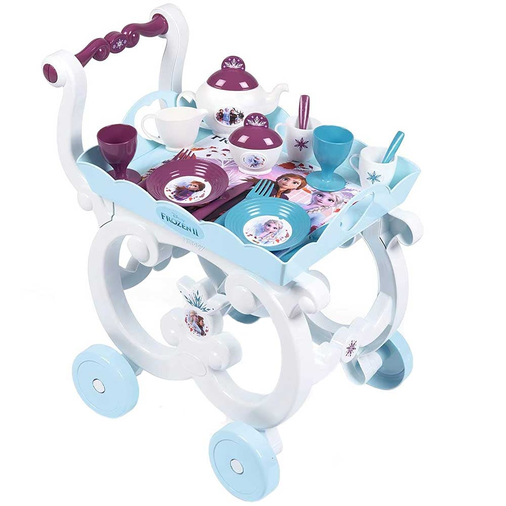 Carucior servire ceai Smoby Frozen 2 XL cu 17 accesorii - gogobaby.ro