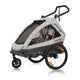 Carucior si remorca de bicicleta, Lionelo, Cama, Multifunctional, Pentru 1 sau 2 copii, Cu sistem de absorbtie a socurilor SIQ, Geamuri cu protectie solara, Gri
