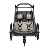 Carucior si remorca de bicicleta, Lionelo, Cama, Multifunctional, Pentru 1 sau 2 copii, Cu sistem de absorbtie a socurilor SIQ, Geamuri cu protectie solara, Gri