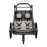 Carucior si remorca de bicicleta, Lionelo, Cama, Multifunctional, Pentru 1 sau 2 copii, Cu sistem de absorbtie a socurilor SIQ, Geamuri cu protectie solara, Gri