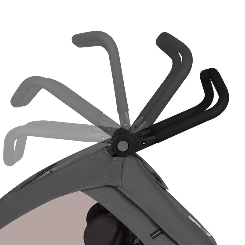 Carucior si remorca de bicicleta, Lionelo, Cama, Multifunctional, Pentru 1 sau 2 copii, Cu sistem de absorbtie a socurilor SIQ, Geamuri cu protectie solara, Gri - gogobaby.ro