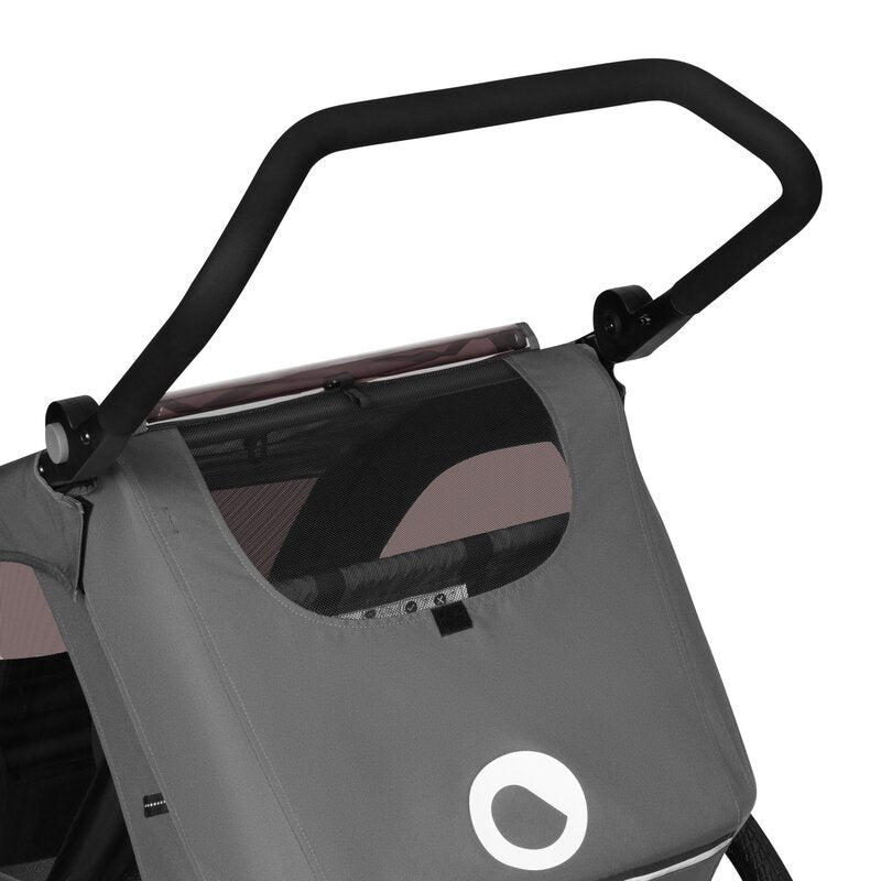 Carucior si remorca de bicicleta, Lionelo, Cama, Multifunctional, Pentru 1 sau 2 copii, Cu sistem de absorbtie a socurilor SIQ, Geamuri cu protectie solara, Gri - gogobaby.ro
