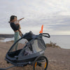 Carucior si remorca de bicicleta, Lionelo, Cama, Multifunctional, Pentru 1 sau 2 copii, Cu sistem de absorbtie a socurilor SIQ, Geamuri cu protectie solara, Gri