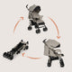 Carucior sport compact, Lionelo, Irma, Spatar ajustabil in 4 pozitii, Suport picioare reglabil, Manere rotative, Pliere tip umbrela, 6- 36 luni, Pana la 15 kg, Conform cu EN1888-1:2018, Bej