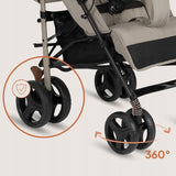 Carucior sport compact, Lionelo, Irma, Spatar ajustabil in 4 pozitii, Suport picioare reglabil, Manere rotative, Pliere tip umbrela, 6- 36 luni, Pana la 15 kg, Conform cu EN1888-1:2018, Bej