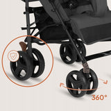Carucior sport compact, Lionelo, Irma, Spatar ajustabil in 4 pozitii, Suport picioare reglabil, Manere rotative, Pliere tip umbrela, 6- 36 luni, Pana la 15 kg, Conform cu EN1888-1:2018, Gri inchis