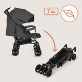 Carucior sport compact, Lionelo, Irma, Spatar ajustabil in 4 pozitii, Suport picioare reglabil, Manere rotative, Pliere tip umbrela, 6- 36 luni, Pana la 15 kg, Conform cu EN1888-1:2018, Gri inchis