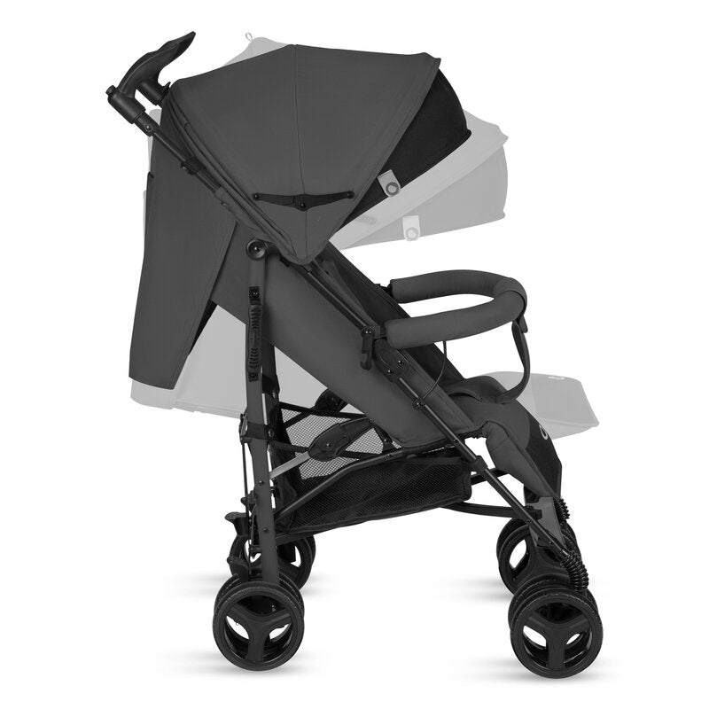 Carucior sport compact, Lionelo, Irma, Spatar ajustabil in 4 pozitii, Suport picioare reglabil, Manere rotative, Pliere tip umbrela, 6- 36 luni, Pana la 15 kg, Conform cu EN1888-1:2018, Gri inchis
