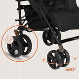 Carucior sport compact, Lionelo, Irma, Spatar ajustabil in 4 pozitii, Suport picioare reglabil, Manere rotative, Pliere tip umbrela, 6- 36 luni, Pana la 15 kg, Conform cu EN1888-1:2018, Negru Onyx
