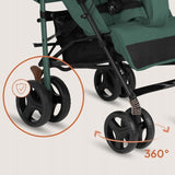 Carucior sport compact, Lionelo, Irma, Spatar ajustabil in 4 pozitii, Suport picioare reglabil, Manere rotative, Pliere tip umbrela, 6- 36 luni, Pana la 15 kg, Conform cu EN1888-1:2018, Verde smarald