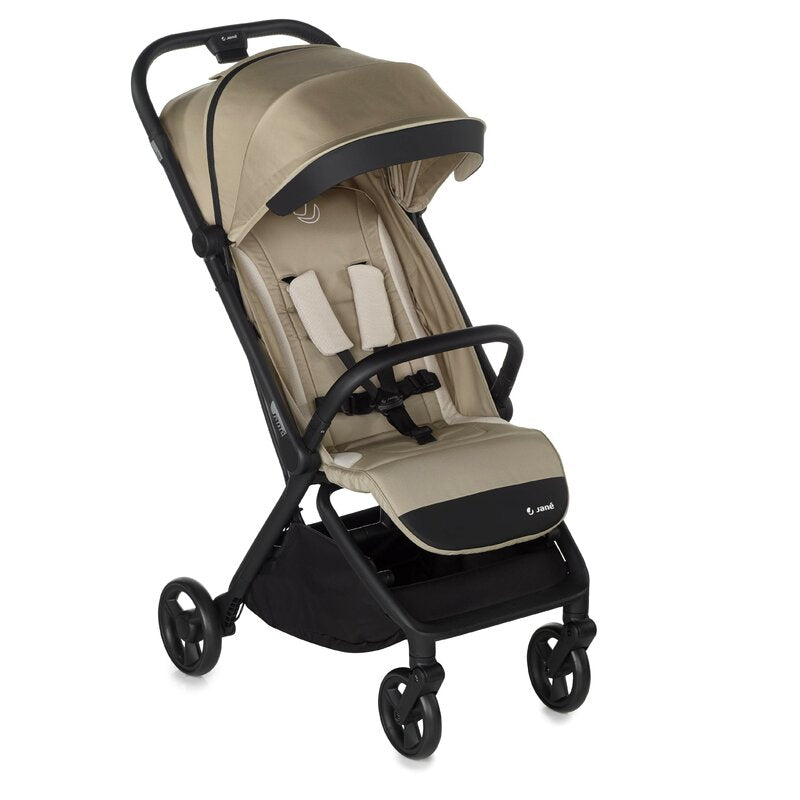 Carucior sport, Jane, Clap, Sistem compact de pliere care permite transportul caruciorului la bordul aeronavei, Cadru din aluminium, De la nastere pana la 26Kg, Conform cu standardul european EN 1888-2:2018+A1:2023, Desert - gogobaby.ro