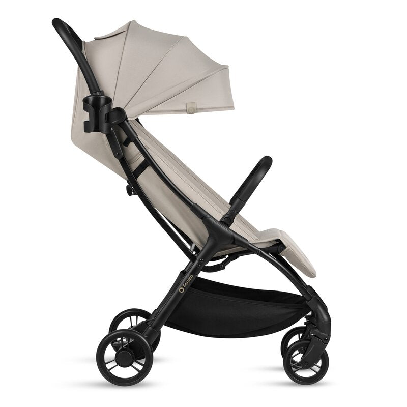 Carucior sport, Lionelo, Agia, 7.3 kg, Ultracompact, Pliere rapida cu o mana, Suport pentru biberon inclus, Sezutul lat si confortabil, 6-48 luni, Sustine 22 kg, Bej
