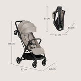 Carucior sport, Lionelo, Agia, 7.3 kg, Ultracompact, Pliere rapida cu o mana, Suport pentru biberon inclus, Sezutul lat si confortabil, 6-48 luni, Sustine 22 kg, Bej