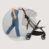 Carucior sport, Lionelo, Agia, 7.3 kg, Ultracompact, Pliere rapida cu o mana, Suport pentru biberon inclus, Sezutul lat si confortabil, 6-48 luni, Sustine 22 kg, Bej
