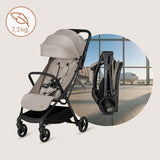 Carucior sport, Lionelo, Agia, 7.3 kg, Ultracompact, Pliere rapida cu o mana, Suport pentru biberon inclus, Sezutul lat si confortabil, 6-48 luni, Sustine 22 kg, Bej
