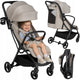 Carucior sport, Lionelo, Agia, 7.3 kg, Ultracompact, Pliere rapida cu o mana, Suport pentru biberon inclus, Sezutul lat si confortabil, 6-48 luni, Sustine 22 kg, Bej