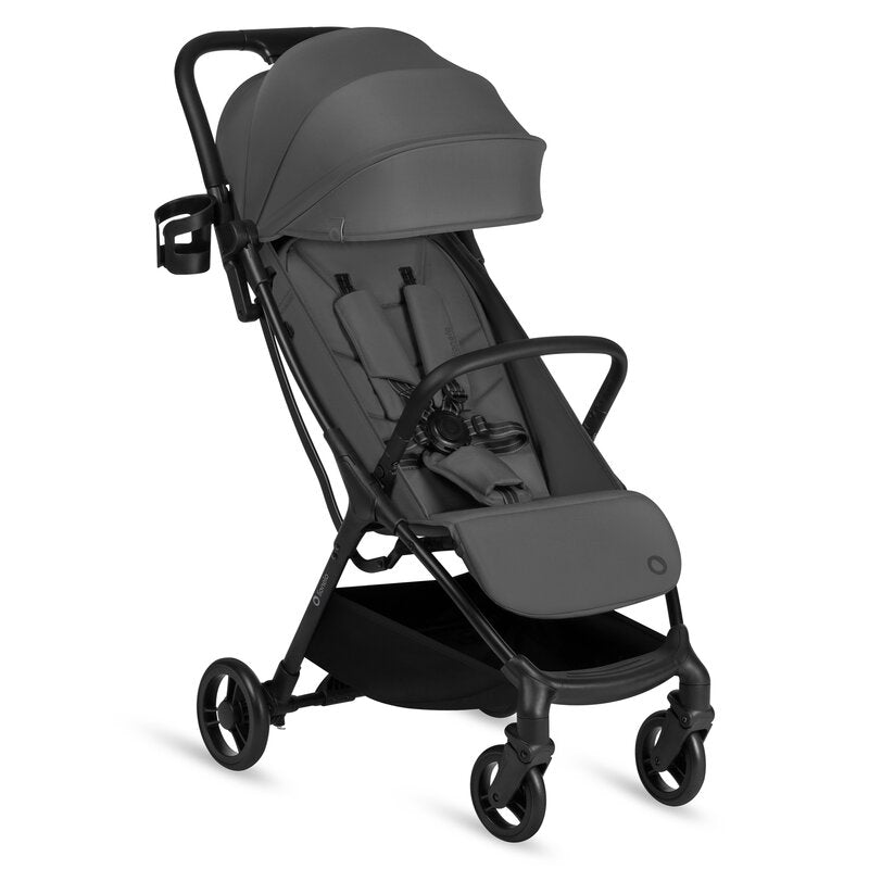Carucior sport, Lionelo, Agia, 7.3 kg, Ultracompact, Pliere rapida cu o mana, Suport pentru biberon inclus, Sezutul lat si confortabil, 6-48 luni, Sustine 22 kg, Gri