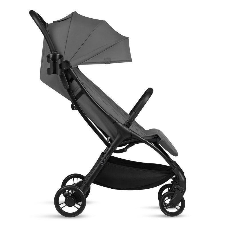 Carucior sport, Lionelo, Agia, 7.3 kg, Ultracompact, Pliere rapida cu o mana, Suport pentru biberon inclus, Sezutul lat si confortabil, 6-48 luni, Sustine 22 kg, Gri