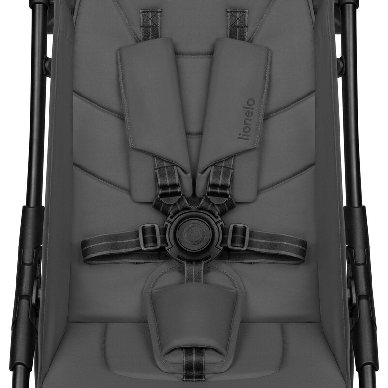 Carucior sport, Lionelo, Agia, 7.3 kg, Ultracompact, Pliere rapida cu o mana, Suport pentru biberon inclus, Sezutul lat si confortabil, 6-48 luni, Sustine 22 kg, Gri