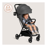 Carucior sport, Lionelo, Agia, 7.3 kg, Ultracompact, Pliere rapida cu o mana, Suport pentru biberon inclus, Sezutul lat si confortabil, 6-48 luni, Sustine 22 kg, Gri