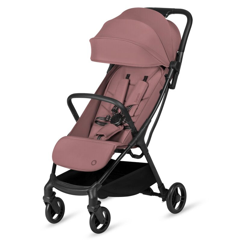 Carucior sport, Lionelo, Agia, 7.3 kg, Ultracompact, Pliere rapida cu o mana, Suport pentru biberon inclus, Sezutul lat si confortabil, 6-48 luni, Sustine 22 kg, Roz
