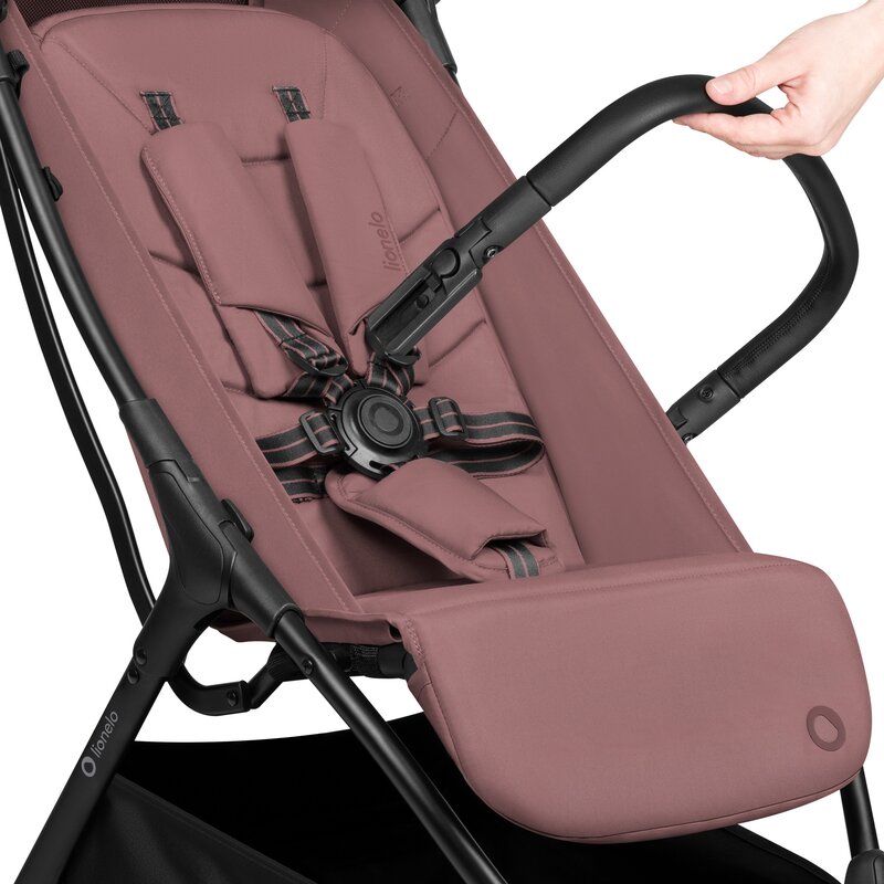 Carucior sport, Lionelo, Agia, 7.3 kg, Ultracompact, Pliere rapida cu o mana, Suport pentru biberon inclus, Sezutul lat si confortabil, 6-48 luni, Sustine 22 kg, Roz
