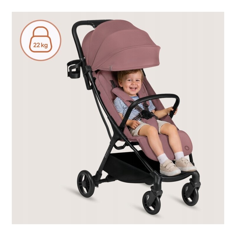 Carucior sport, Lionelo, Agia, 7.3 kg, Ultracompact, Pliere rapida cu o mana, Suport pentru biberon inclus, Sezutul lat si confortabil, 6-48 luni, Sustine 22 kg, Roz