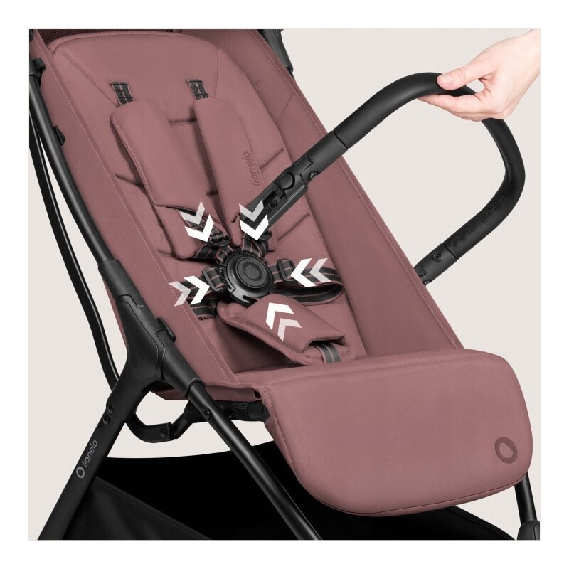 Carucior sport, Lionelo, Agia, 7.3 kg, Ultracompact, Pliere rapida cu o mana, Suport pentru biberon inclus, Sezutul lat si confortabil, 6-48 luni, Sustine 22 kg, Roz
