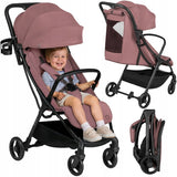 Carucior sport, Lionelo, Agia, 7.3 kg, Ultracompact, Pliere rapida cu o mana, Suport pentru biberon inclus, Sezutul lat si confortabil, 6-48 luni, Sustine 22 kg, Roz