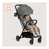 Carucior sport, Lionelo, Agia, 7.3 kg, Ultracompact, Pliere rapida cu o mana, Suport pentru biberon inclus, Sezutul lat si confortabil, 6-48 luni, Sustine 22 kg, Verde