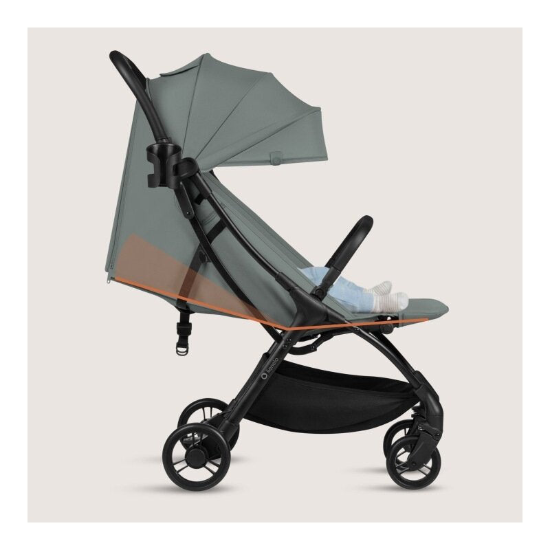 Carucior sport, Lionelo, Agia, 7.3 kg, Ultracompact, Pliere rapida cu o mana, Suport pentru biberon inclus, Sezutul lat si confortabil, 6-48 luni, Sustine 22 kg, Verde