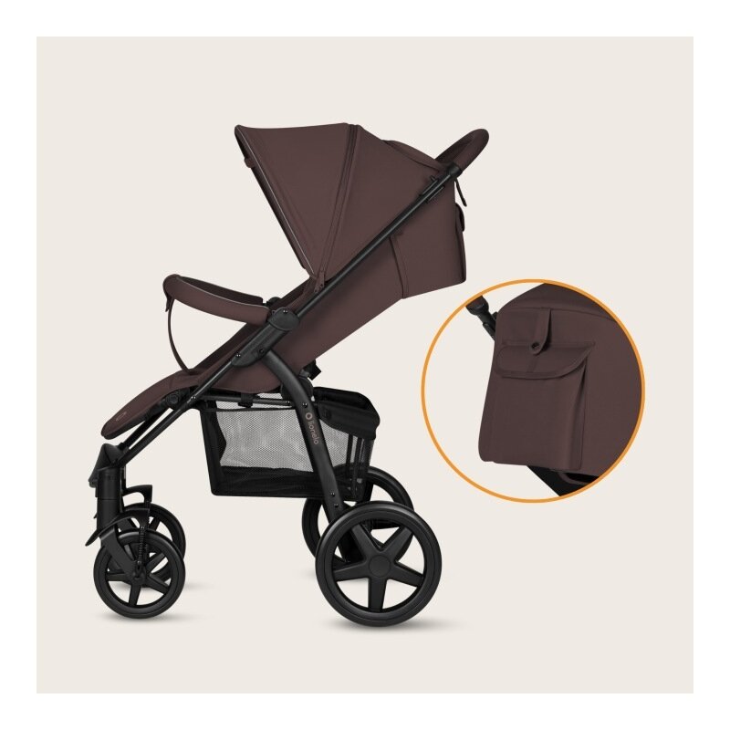 Carucior sport, Lionelo, Annet Plus, De la nastere, Cu accesorii si capotina XXL reglabila, 0 - 22 Kg, Conform cu standardele europene de securitate EN1888-1 si EN1888-2, Maro
