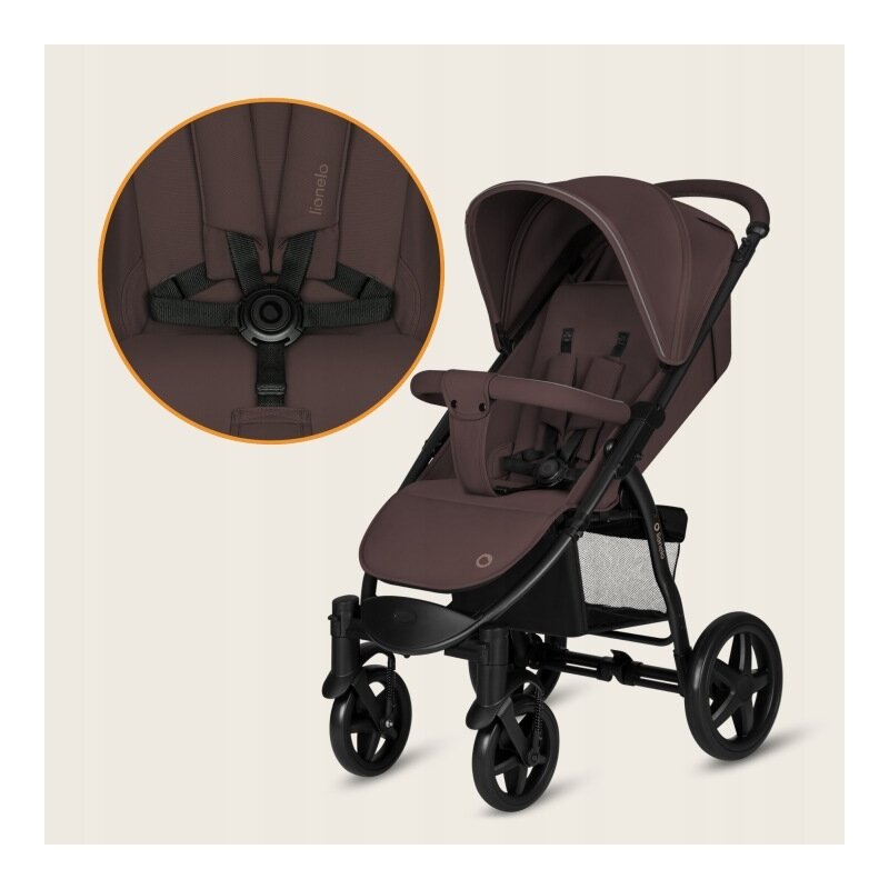 Carucior sport, Lionelo, Annet Plus, De la nastere, Cu accesorii si capotina XXL reglabila, 0 - 22 Kg, Conform cu standardele europene de securitate EN1888-1 si EN1888-2, Maro