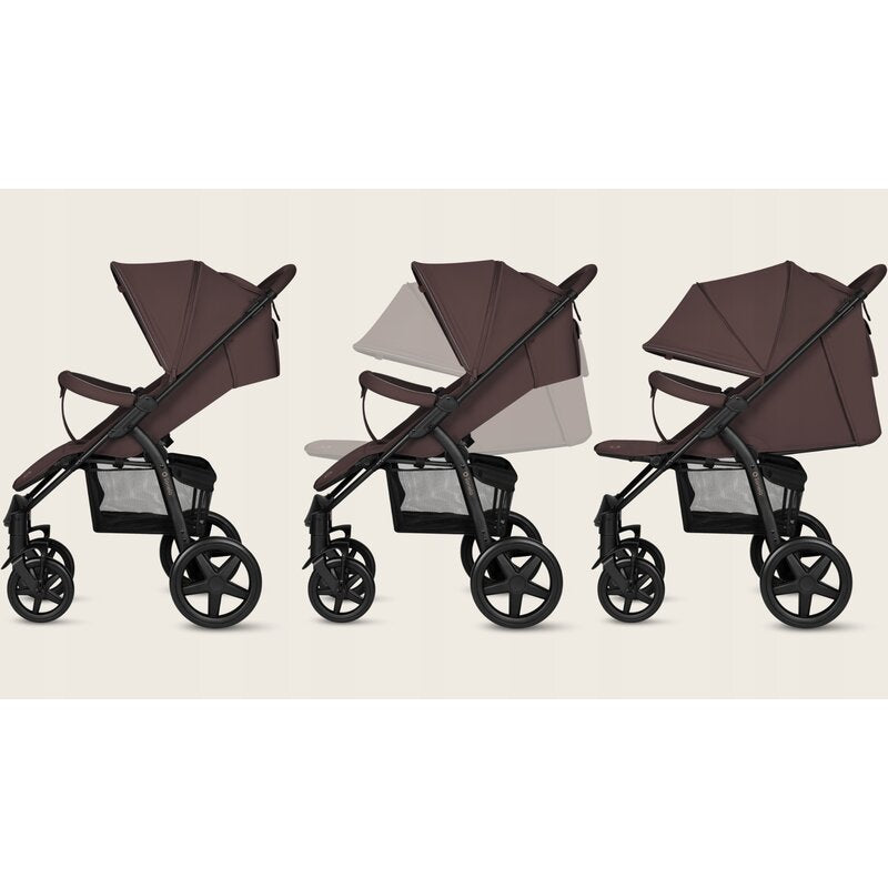Carucior sport, Lionelo, Annet Plus, De la nastere, Cu accesorii si capotina XXL reglabila, 0 - 22 Kg, Conform cu standardele europene de securitate EN1888-1 si EN1888-2, Maro