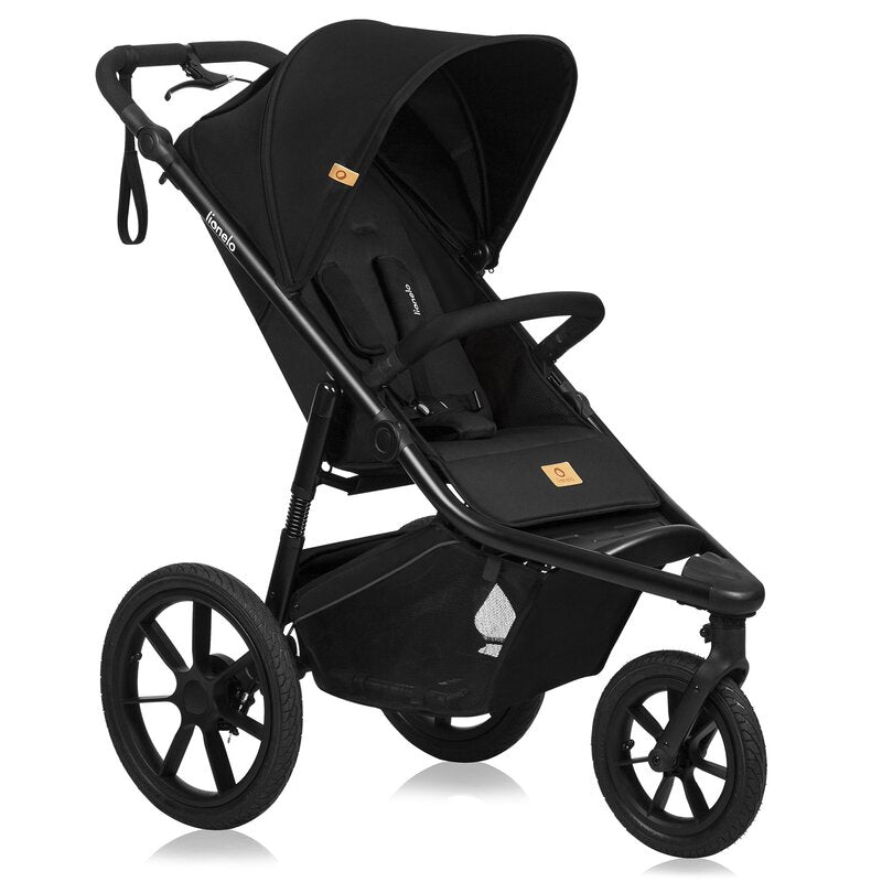Carucior sport, Lionelo, Azura, Cu 3 roti, Cu baldachin XXL impermeabil, Pliere compacta, Pana la 22 kg, 6-48 luni, Conform cu standardele europene de securitate EN1888-1 si EN1888-2, Negru - gogobaby.ro