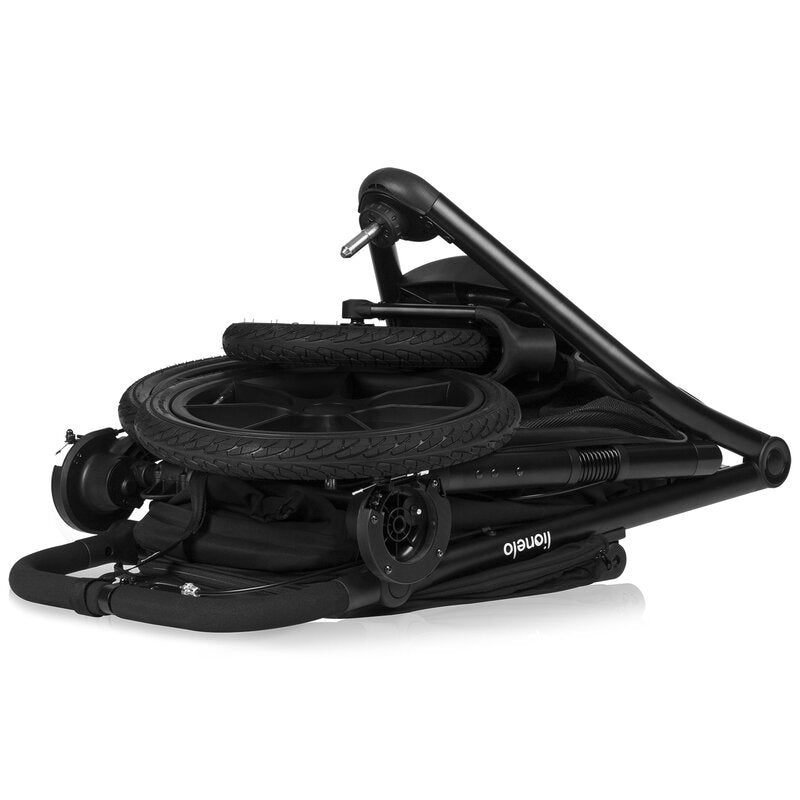 Carucior sport, Lionelo, Azura, Cu 3 roti, Cu baldachin XXL impermeabil, Pliere compacta, Pana la 22 kg, 6-48 luni, Conform cu standardele europene de securitate EN1888-1 si EN1888-2, Negru - gogobaby.ro