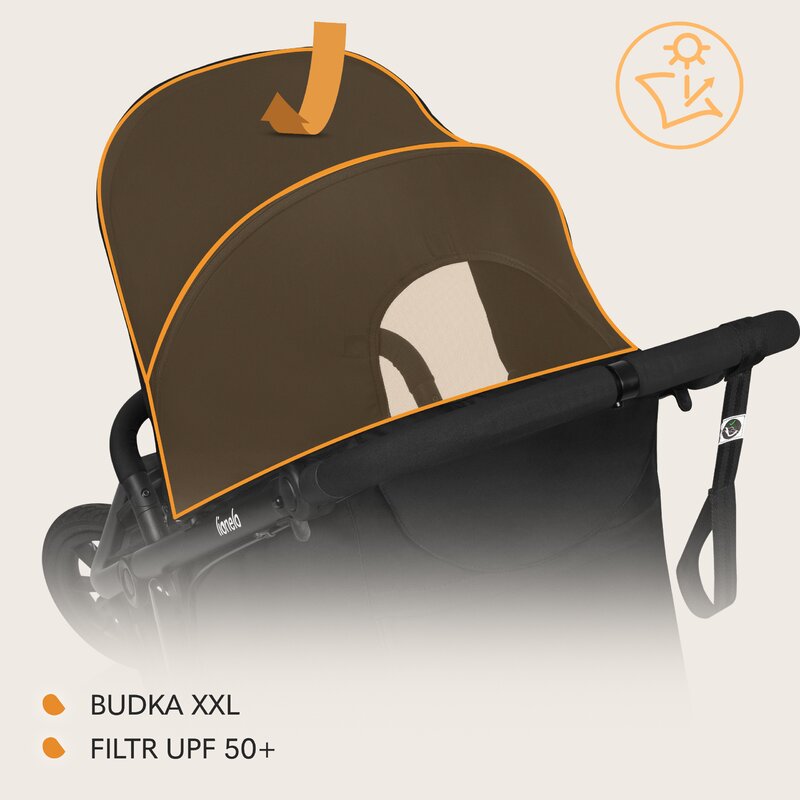 Carucior sport, Lionelo, Azura, Cu 3 roti, Cu baldachin XXL impermeabil, Pliere compacta, Pana la 22 kg, 6-48 luni, Conform cu standardele europene de securitate EN1888-1 si EN1888-2, Negru - gogobaby.ro