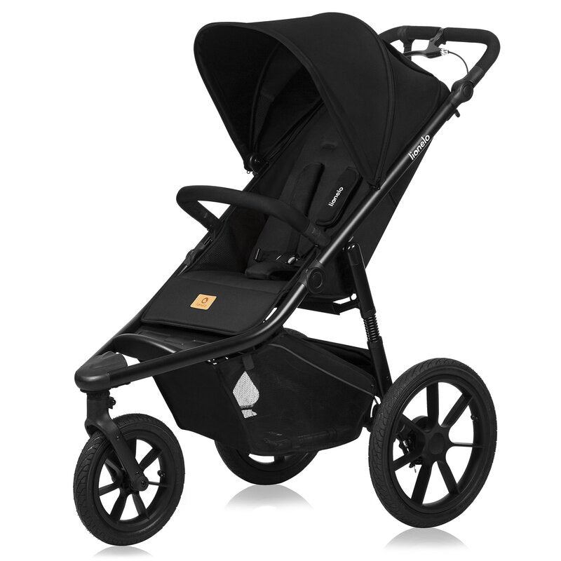 Carucior sport, Lionelo, Azura, Cu 3 roti, Cu baldachin XXL impermeabil, Pliere compacta, Pana la 22 kg, 6-48 luni, Conform cu standardele europene de securitate EN1888-1 si EN1888-2, Negru - gogobaby.ro