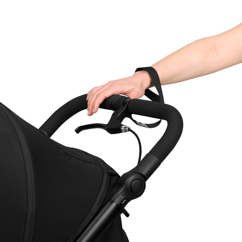 Carucior sport, Lionelo, Azura, Cu 3 roti, Cu baldachin XXL impermeabil, Pliere compacta, Pana la 22 kg, 6-48 luni, Conform cu standardele europene de securitate EN1888-1 si EN1888-2, Negru - gogobaby.ro